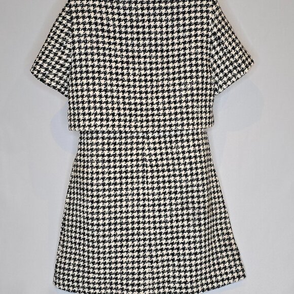 Sandro Faustina Houndstooth Mini Dress in Black & Cream, Various sizes, NWT - Picture 4 of 7